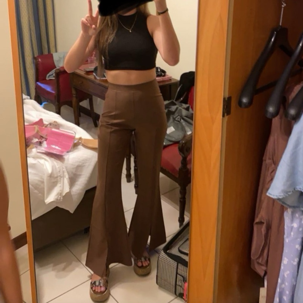 MISSGUIDED Brown flare pants